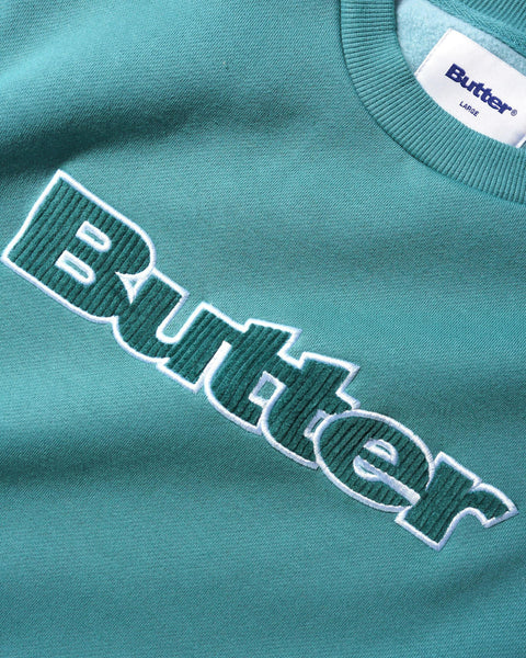 Butter Goods Cord Logo Crewneck Sweatshirt - Jungle Wood