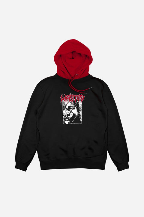 Wasted Paris Telly Wire Hoodie - Black / Fire Red