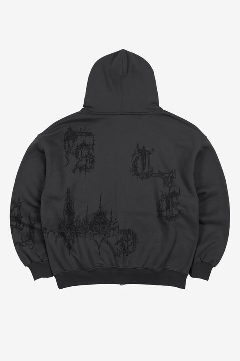 Wasted Paris Stronghold Boxy Zip Hoodie - Black