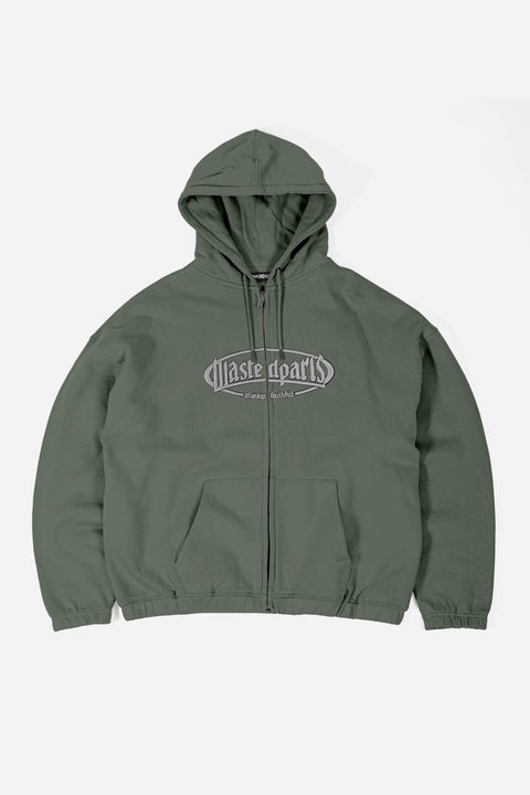 Wasted Paris Yard Boxy Zip Hoodie - Loden Green