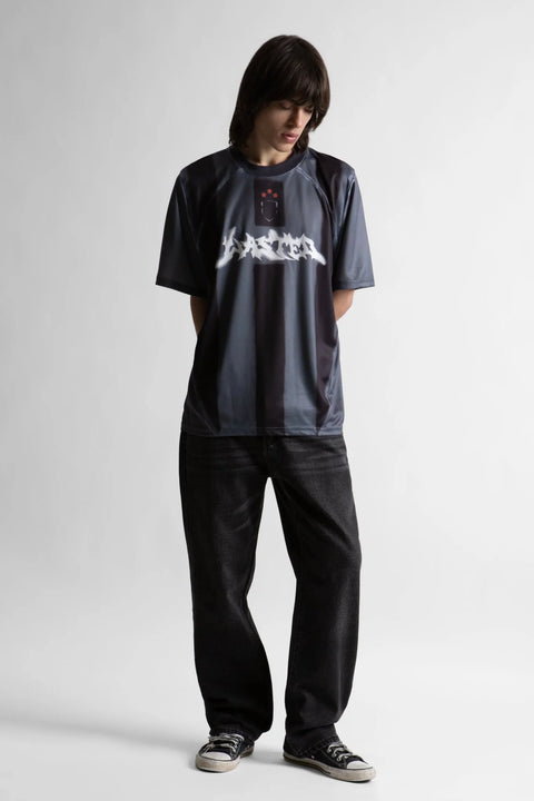 Wasted Paris Spray Football Tee - Black / Stone