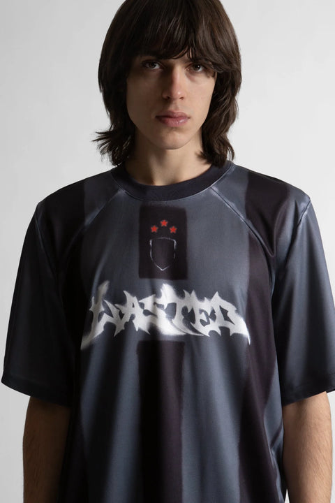 Wasted Paris Spray Football Tee - Black / Stone