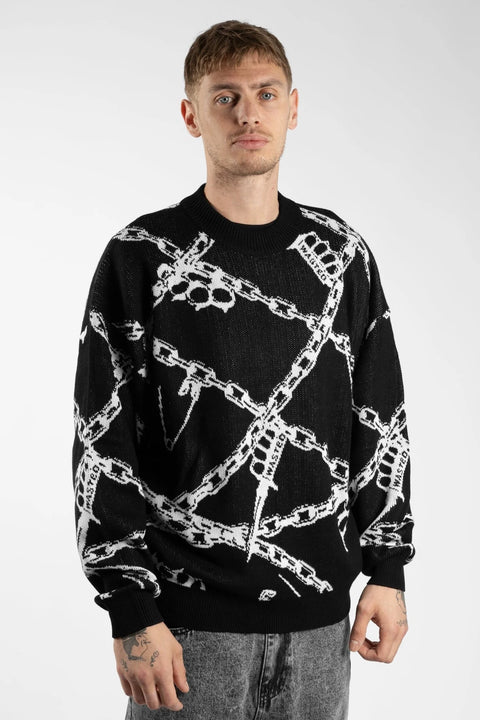 Wasted Paris Pull Knuckles Sweater - Black